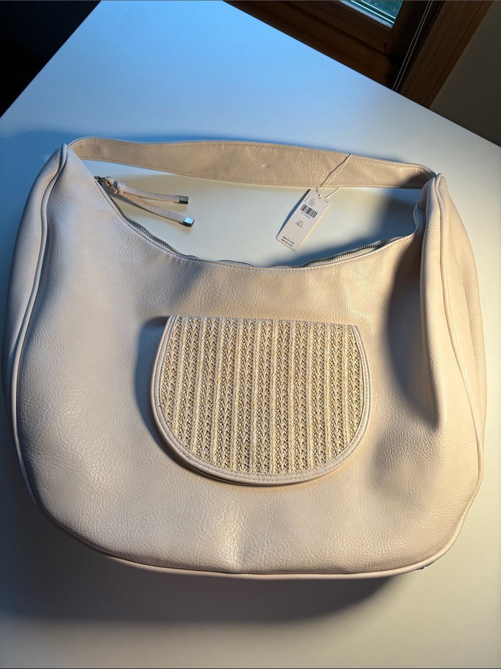 By Anthropologie Cream Women’s Shoulder Bag with Textured Front Pocket